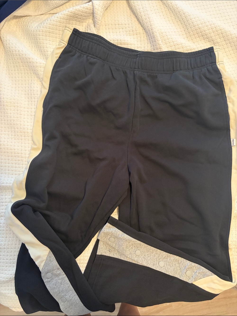 Fabletics Black Sweatpants with Cream Side Stripes
